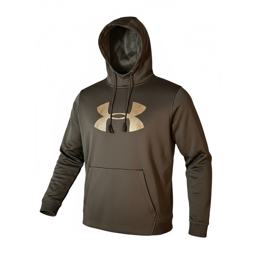 Under Armour ColdGear Hoodie Men's Medium Black Fleece Lined Pullover‎ Logo